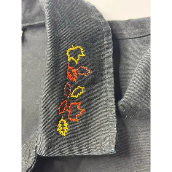 ASColour Men's Heavyweight Cotton Black Chore Jacket w/Leaf Details - Size L - Picture 3 of 5